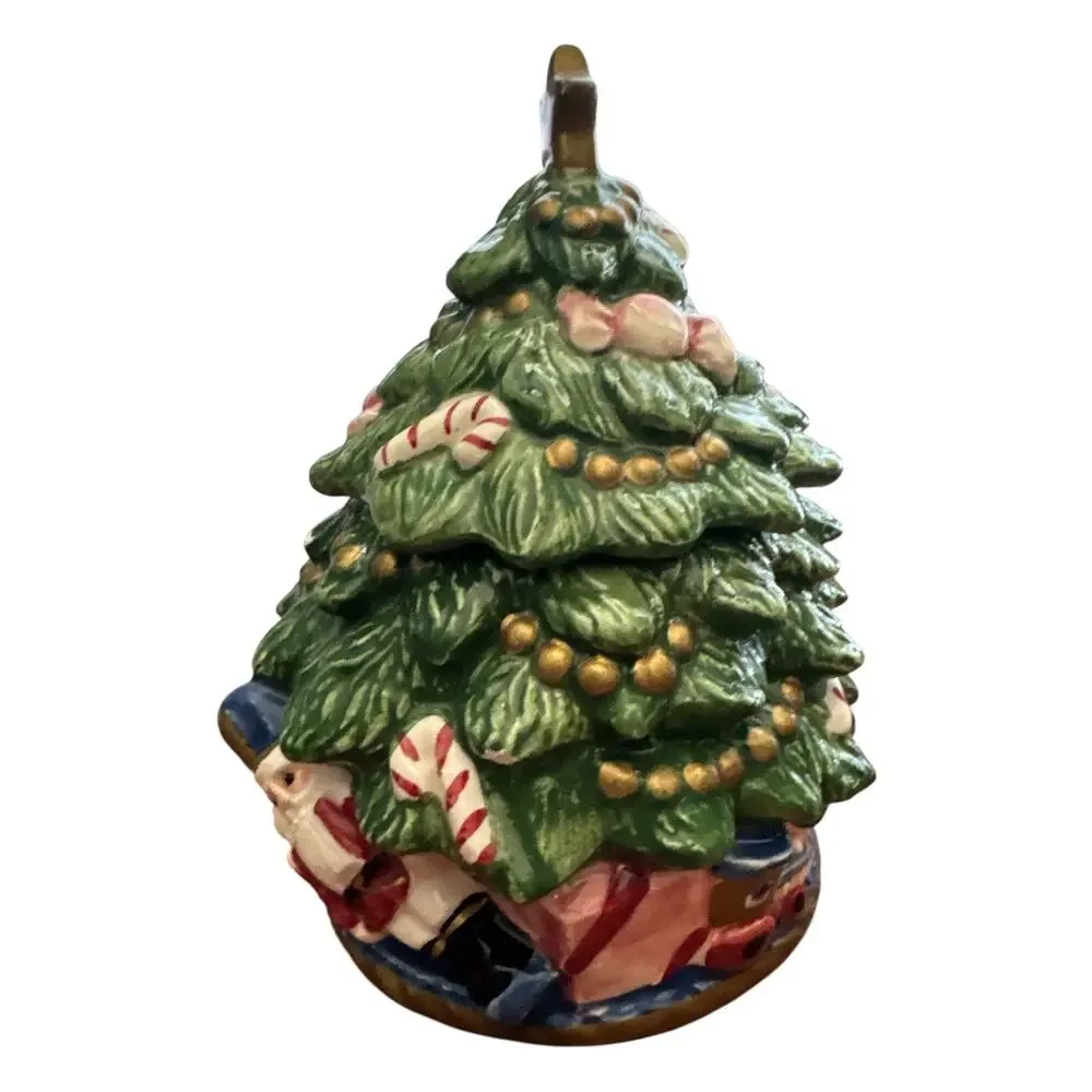 Vintage Fitz & Floyd 1992 Christmas Tree 2 pc Sugar Bowl